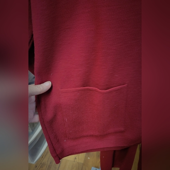 Karen Lessly Burgandy Cardigan Sweater & Pants Large - Picture 5 of 12
